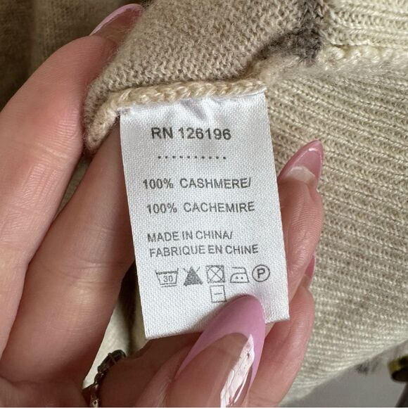 Shorn Cashmere Mixed Beige Textured Pullover Lightweight Sweater - Picture 4 of 5